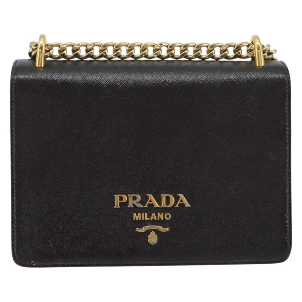 Prada Saffiano Chain Shoulder Bag Black